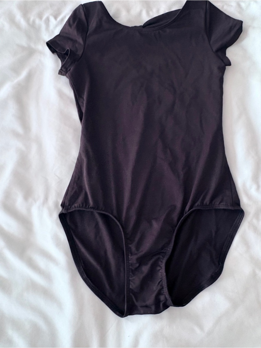 Justice Black Short-Sleeve Girls leotard.